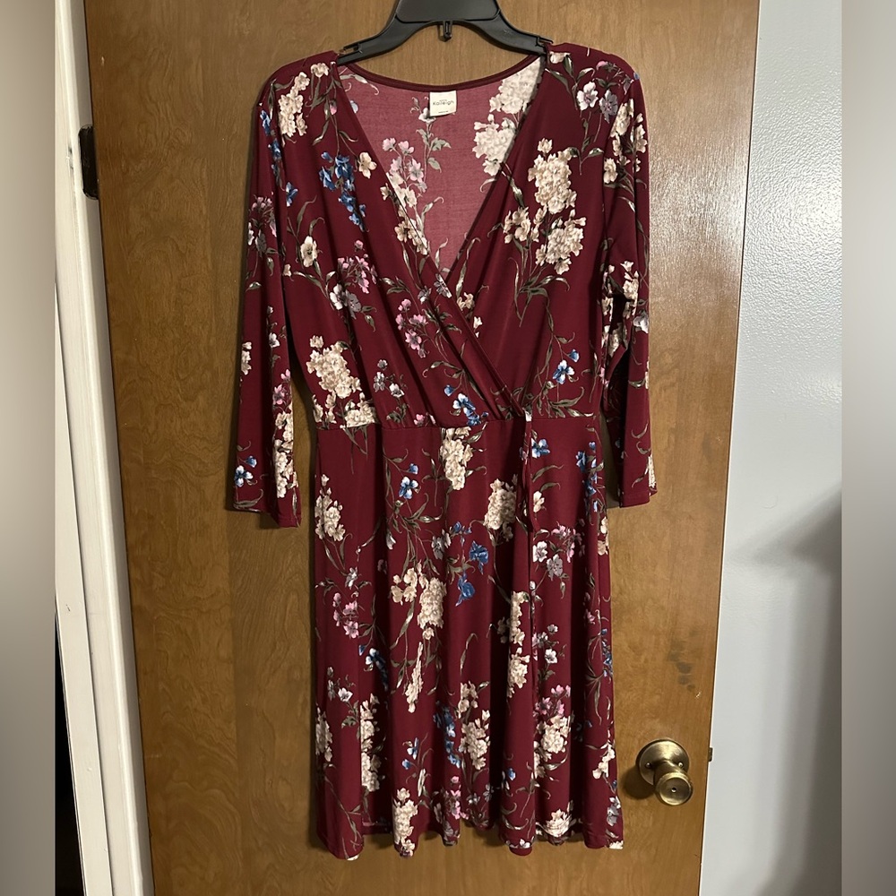 Kaileigh Burgundy Floral Wrap Dress
